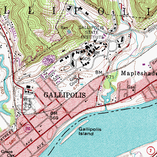 Topographic Map of Cliffside Golf Club, OH