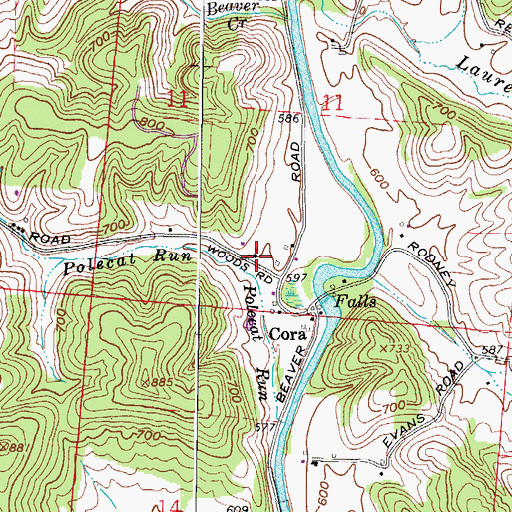 Topographic Map of Cora Methodist Church, OH