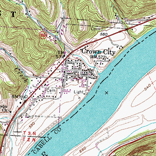 Topographic Map of Crown City Methodist Church, OH