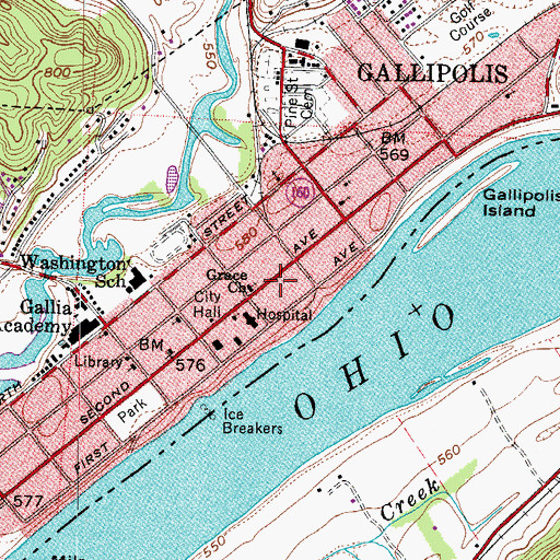 Topographic Map of Doctor Samuel L Bossard Memorial Library, OH