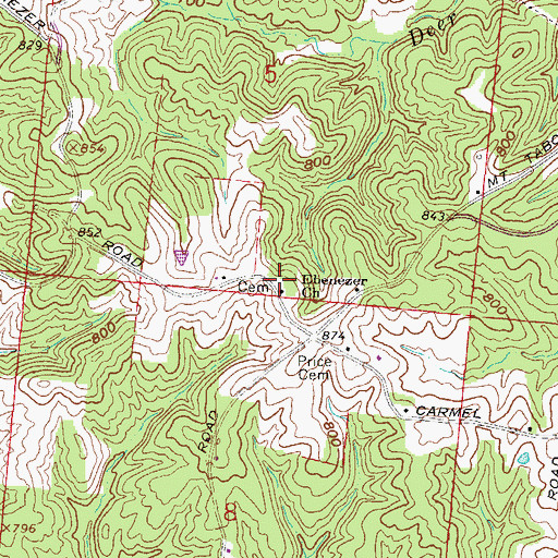 Topographic Map of Ebenezer Cemetery, OH