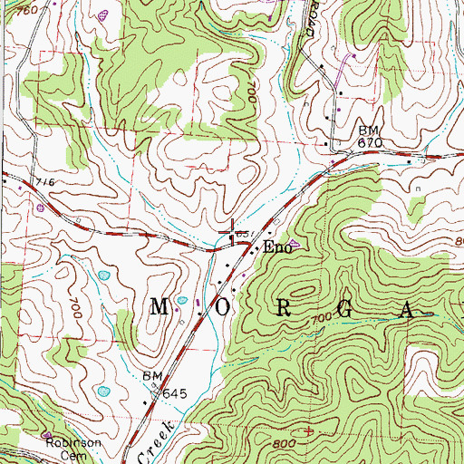 Topographic Map of Eno Church, OH