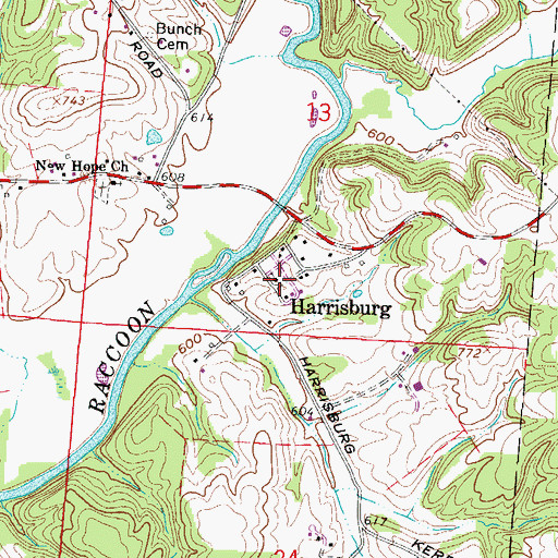 Topographic Map of Harrisburg Methodist Church, OH