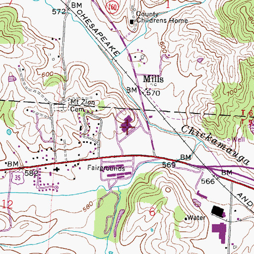 Topographic Map of Holzer Medical Center, OH