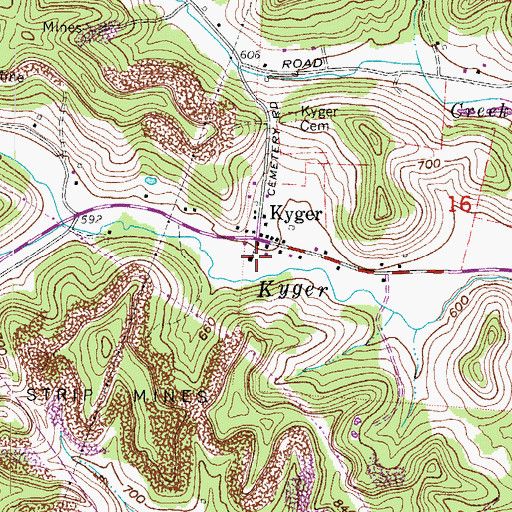 Topographic Map of Kyger United Methodist Church, OH