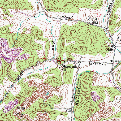Topographic Map of Macedonia Cemetery, OH