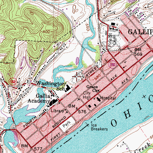 Topographic Map of Memorial Field, OH