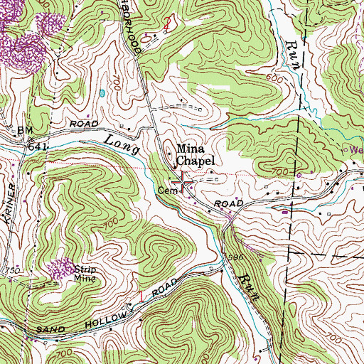 Topographic Map of Mina Chapel Cemetery, OH