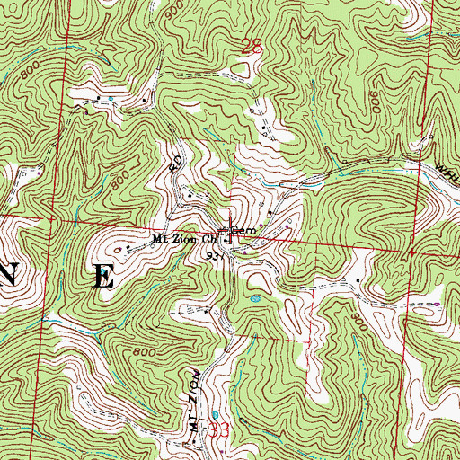 Topographic Map of Mount Zion Cemetery, OH