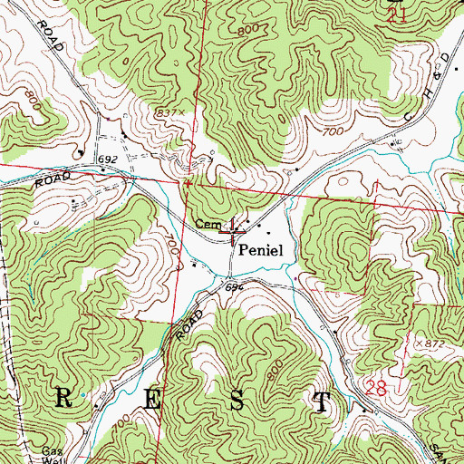 Topographic Map of Peniel Presbyterian Church, OH