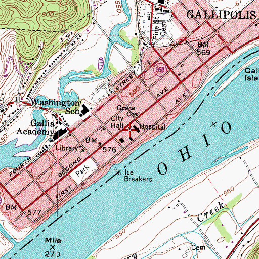 Topographic Map of Saint Peters Episcopal Church, OH