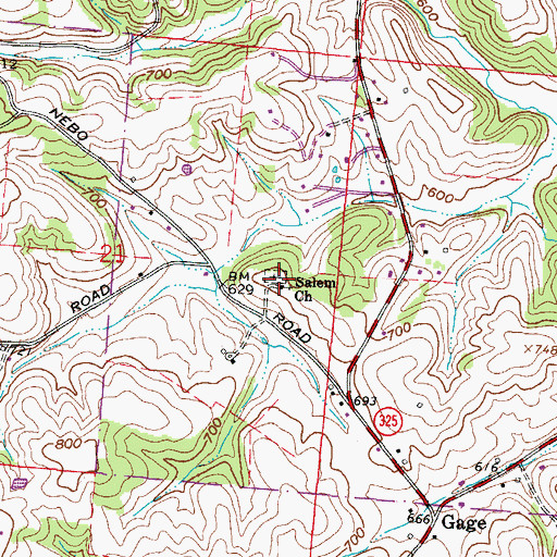 Topographic Map of Salem Cemetery, OH