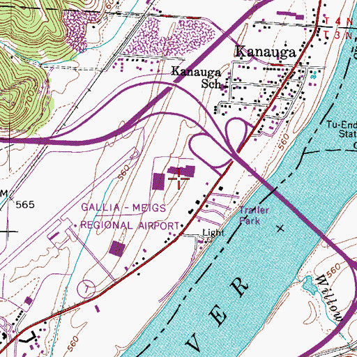 Topographic Map of Silver Bridge Plaza Shopping Center, OH