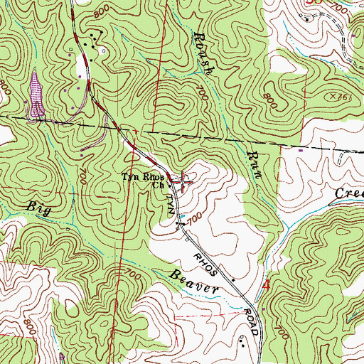 Topographic Map of Tyn Rhos Cemetery, OH