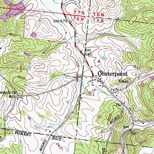 Topographic Map of Centerpoint United Baptist Church, OH