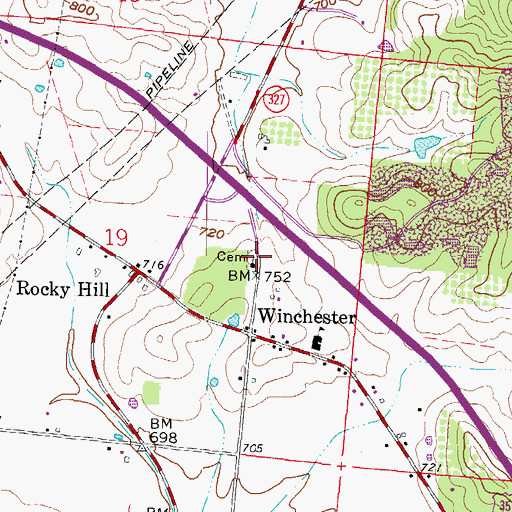 Topographic Map of Winchester Cemetery, OH