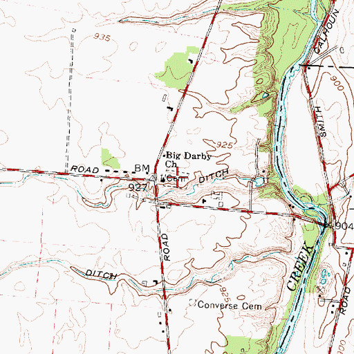 Topographic Map of Big Darby Cemetery, OH