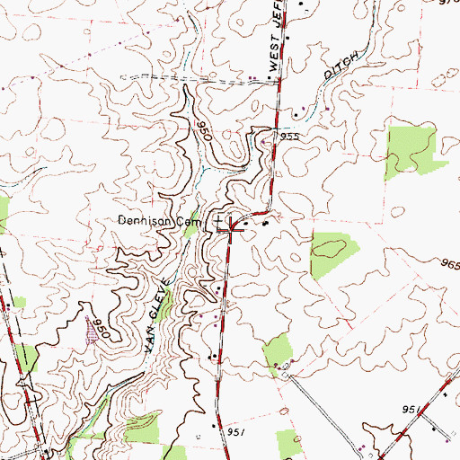 Topographic Map of Dennison Chapel Christian Church (historical), OH