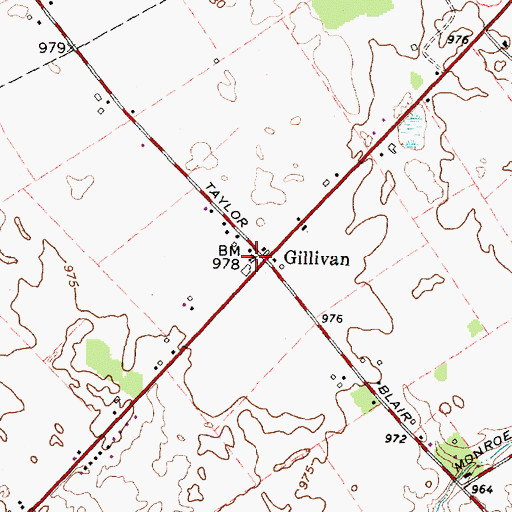 Topographic Map of Gillivan Methodist Church, OH