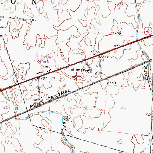 Topographic Map of Infirmary Cemetery, OH