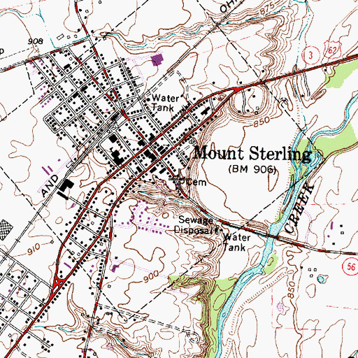 Topographic Map of Mount Sterling United Methodist Church, OH
