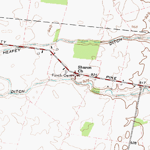 Topographic Map of Sharon Cemetery, OH