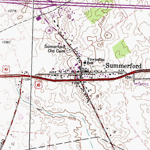Topographic Map of Somerford United Methodist Church, OH