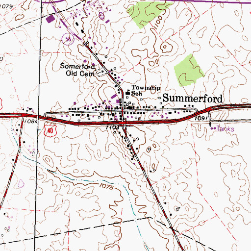 Topographic Map of Summerford Baptist Church, OH
