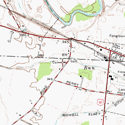 Topographic Map of United Bethel Cemetery, OH