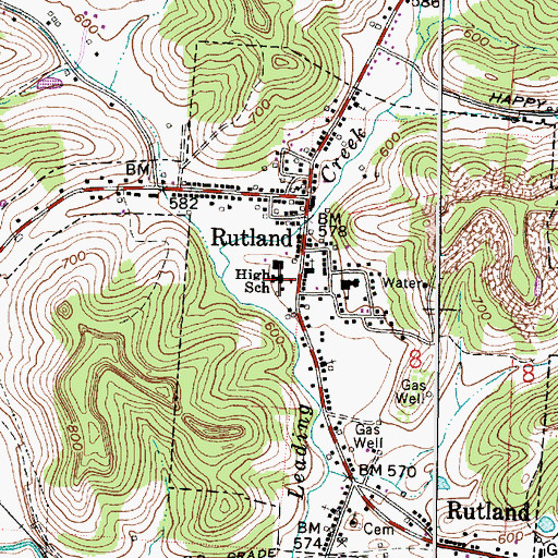 Topographic Map of Rutland High School, OH
