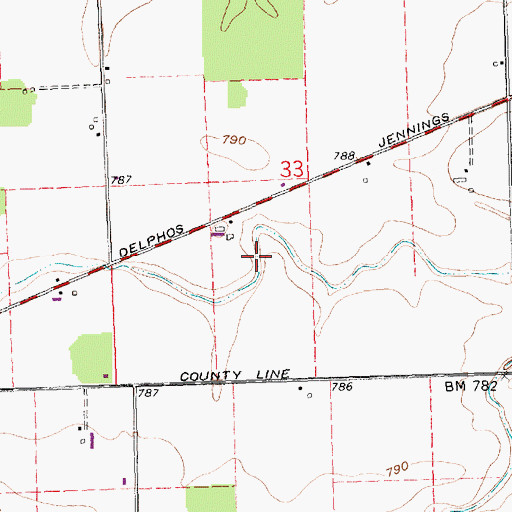 Topographic Map of Kimmet Ditch, OH