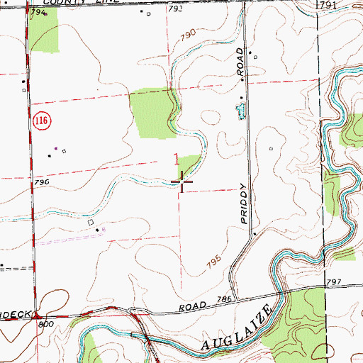 Topographic Map of Morris Ditch, OH
