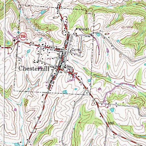 Topographic Map of Chesterhill United Methodist Church, OH