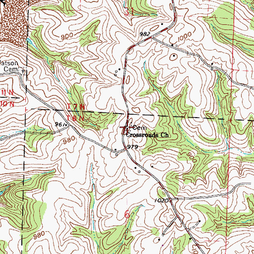 Topographic Map of Crossroads Cemetery, OH