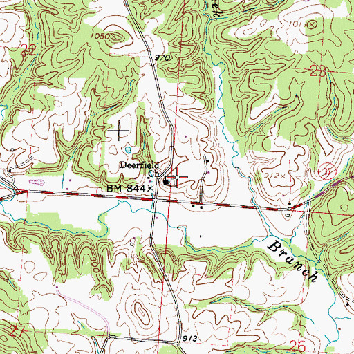 Topographic Map of Deerfield Cemetery, OH