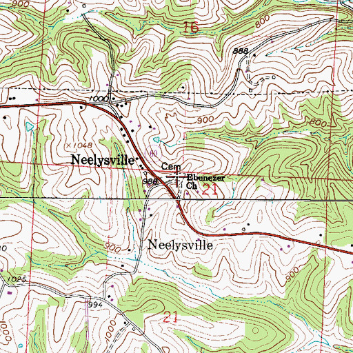 Topographic Map of Ebenezer Cemetery, OH