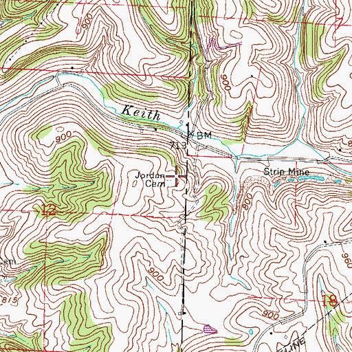 Topographic Map of Jordan Cemetery, OH