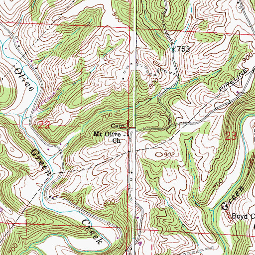 Topographic Map of Mount Olive Cemetery, OH