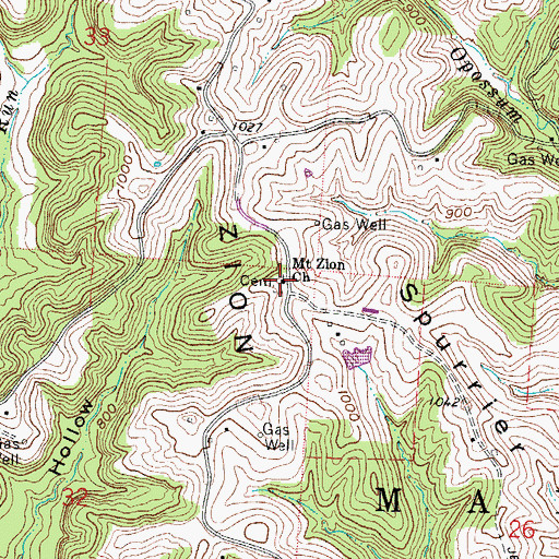 Topographic Map of Mount Zion Cemetery, OH