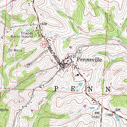 Topographic Map of Pennsville Church of Christ, OH
