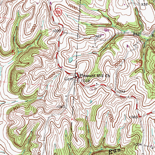Topographic Map of Pleasant Hill Cemetery, OH