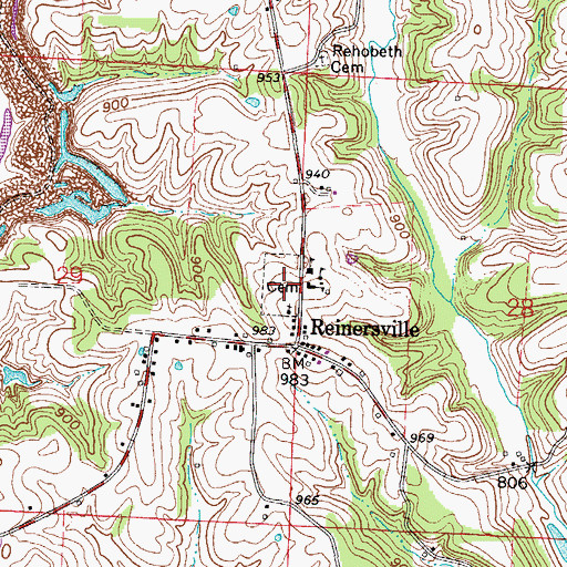 Topographic Map of Reinersville Cemetery, OH