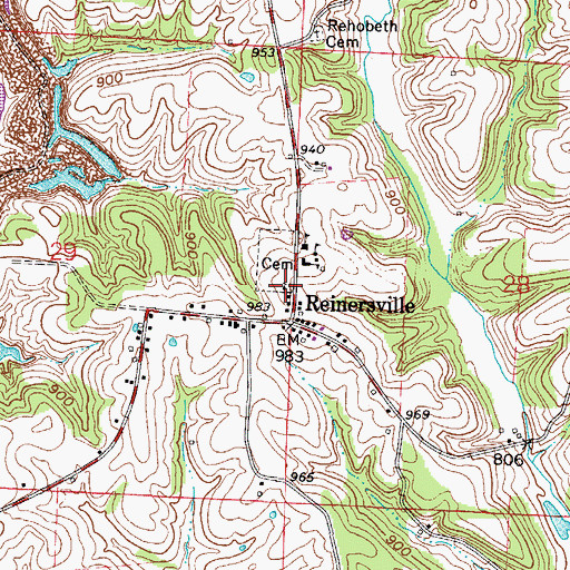 Topographic Map of Reinersville Methodist Church, OH