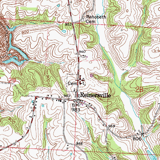 Topographic Map of Reinersville School (historical), OH