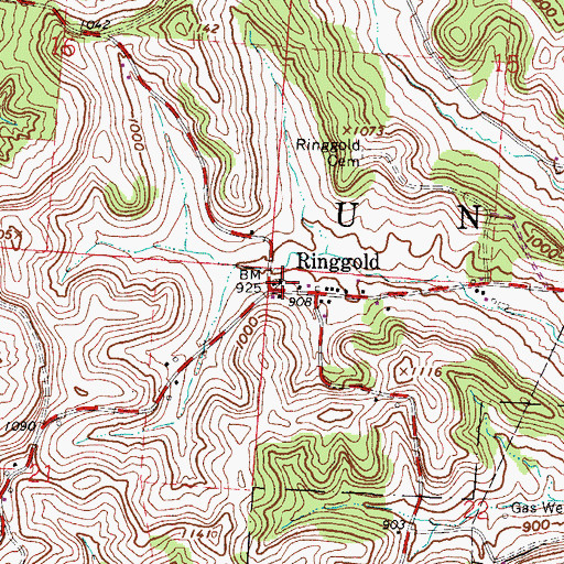 Topographic Map of Ringgold School (historical), OH