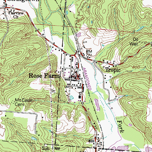 Topographic Map of Rose Farm Church of Christ, OH