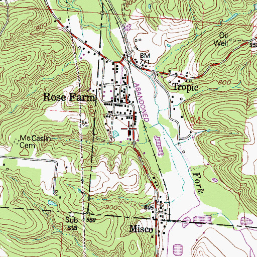 Topographic Map of Rose Farm School (historical), OH