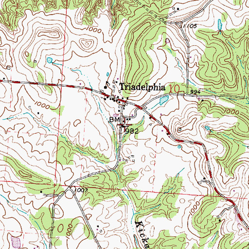 Topographic Map of Triadelphia Church of Christ, OH