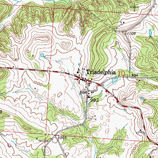 Topographic Map of Triadelphia Methodist Church, OH