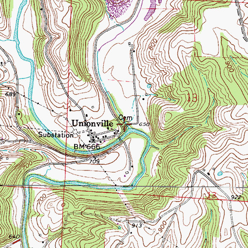 Topographic Map of Unionville Cemetery, OH